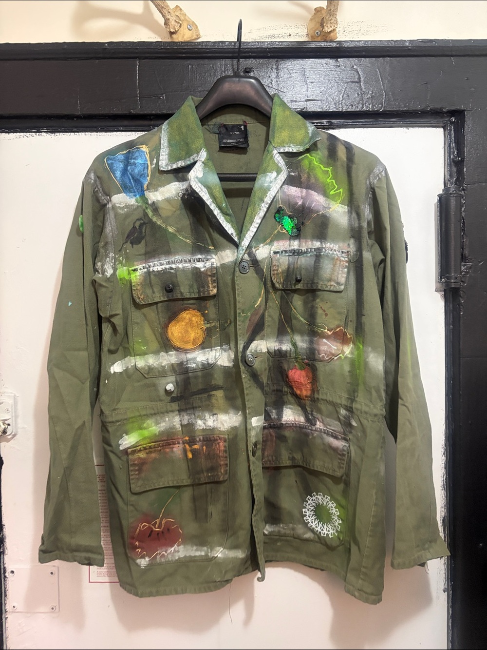 Olive Green Painted Military Field Jacket